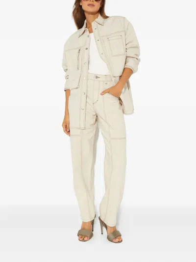 Isabel Marant Contrast-stitching Snap-button Jacket In Neutral