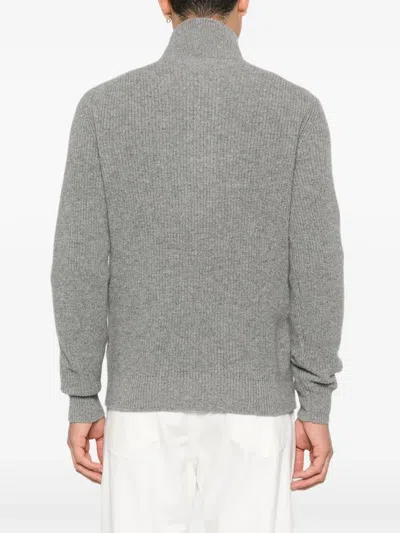 Filippo De Laurentiis Buttoned Funnel-neck Sweater In Gray