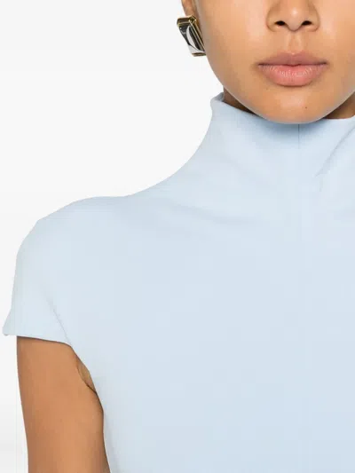 Solace London Lang Mock-neck Maxi Dress In Blue