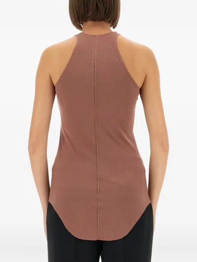 Rick Owens Sleeveless Racerback Top Curved Hem In Pink