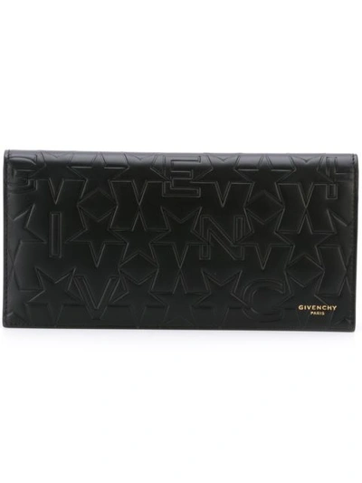 Givenchy Logo And Star-debossed Bi-fold Leather Wallet In Black