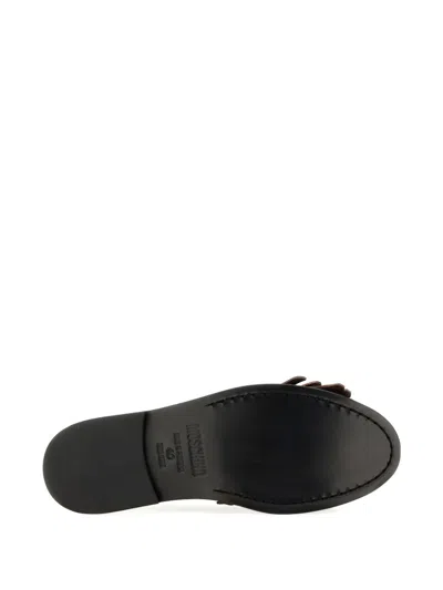Moschino Moccasin With Bangs And Coin In Black