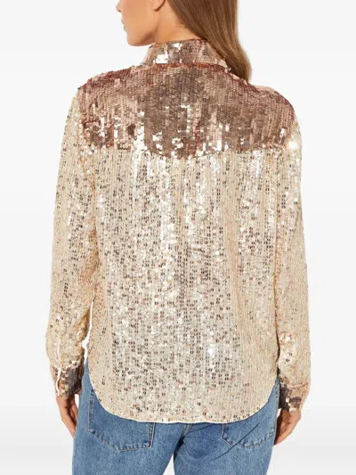 One Teaspoon Sequin-embellished Button Shirt In Brown