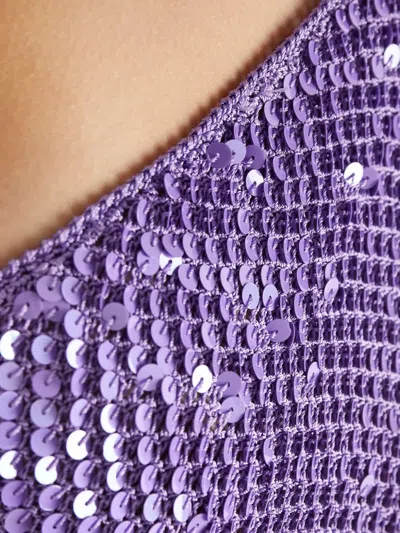 Retroféte Sequin Halterneck Top In Purple