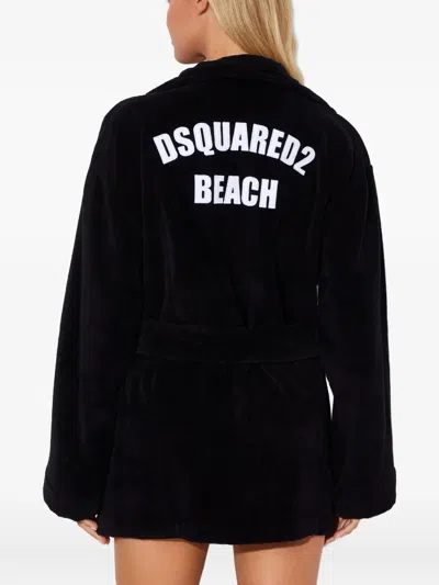 Dsquared2 Logo Belted Cover-up In Brown