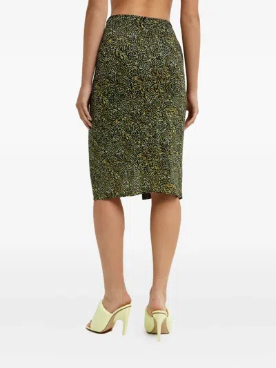 Isabel Marant Ruched-front Patterned Midi Skirt In Brown