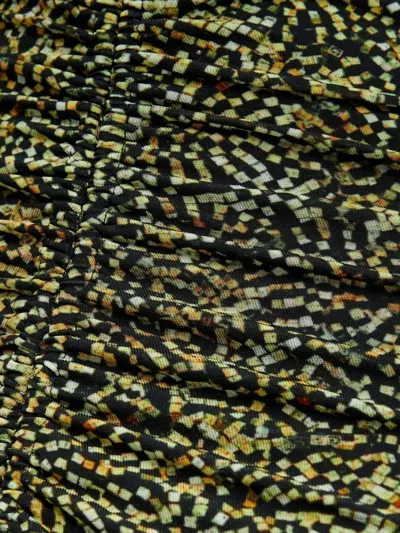 Isabel Marant Ruched-front Patterned Midi Skirt In Brown