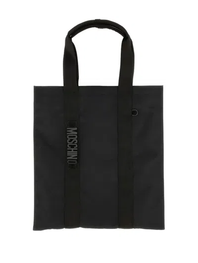 Moschino Rectangular Tote Bag Top Handles In Black