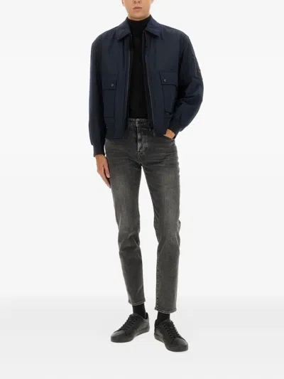 Hugo Boss Boss Men Bomber Jacket With Removable Lining In Blue