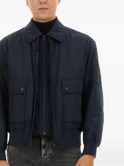 Hugo Boss Boss Men Bomber Jacket With Removable Lining In Blue