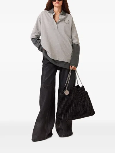 Stella Mccartney Oversized Polo Shirt Collared Neck In Gray