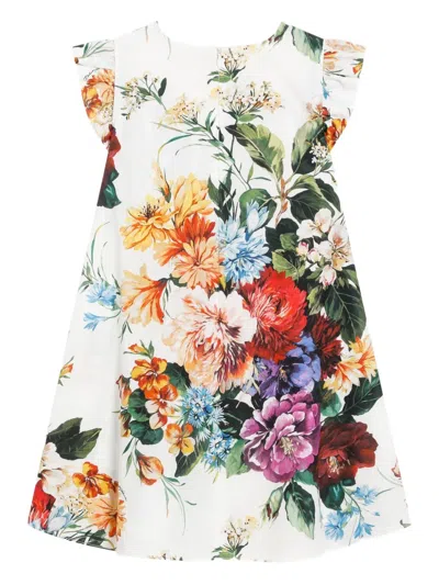 Dolce & Gabbana Flower-print Poplin Dress In Multi