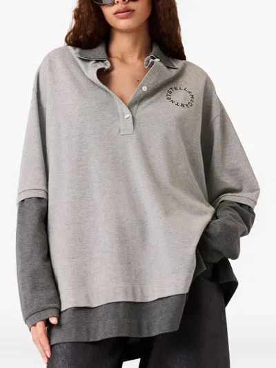 Stella Mccartney Oversized Polo Shirt Collared Neck In Gray