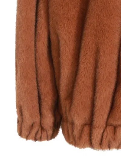 Antonelli Long-sleeved Hooded Fur Coat In Brown