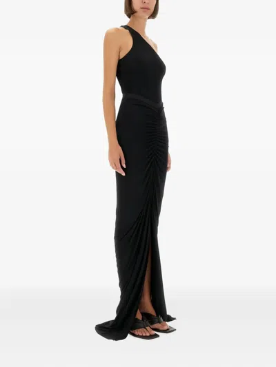 Rick Owens One-shoulder Floor-length Fitted Dress In Black