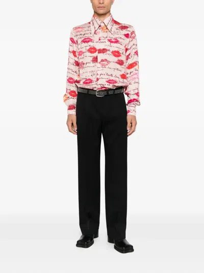 Vivienne Westwood Long Sleeve Shirt With Lips And Script Print In Multi
