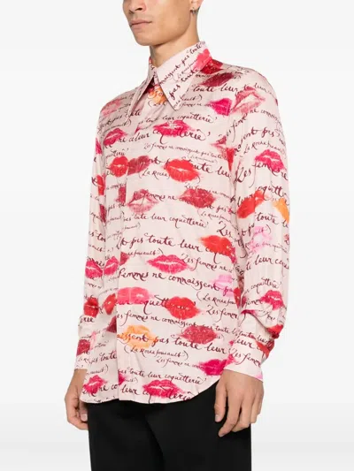 Vivienne Westwood Long Sleeve Shirt With Lips And Script Print In Multi