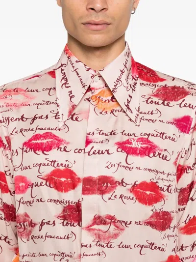 Vivienne Westwood Long Sleeve Shirt With Lips And Script Print In Multi