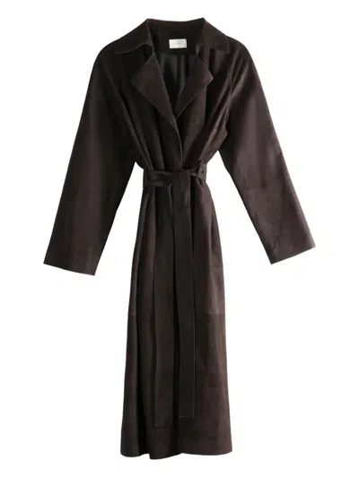 The Row Suede Coat In Brown