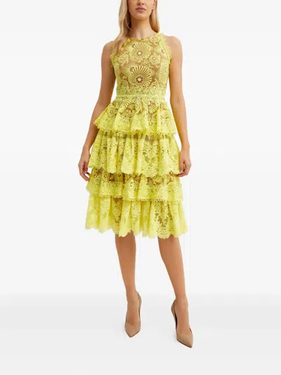 Bronx And Banco Bridget's Ruffled Midi Dress In Yellow