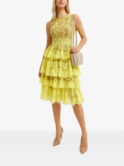 Bronx And Banco Bridget's Ruffled Midi Dress In Yellow