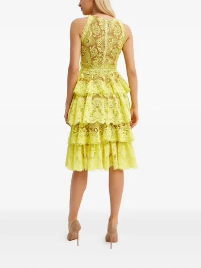 Bronx And Banco Bridget's Ruffled Midi Dress In Yellow