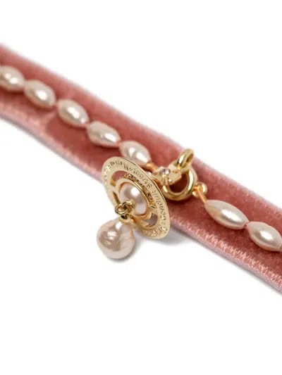 Vivienne Westwood Aleksa Pearl Choker Necklaces In Pink