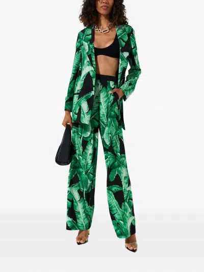 Mystique Jungle Lapel-collar Blazer In Green