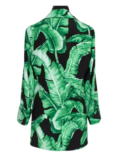 Mystique Jungle Lapel-collar Blazer In Green
