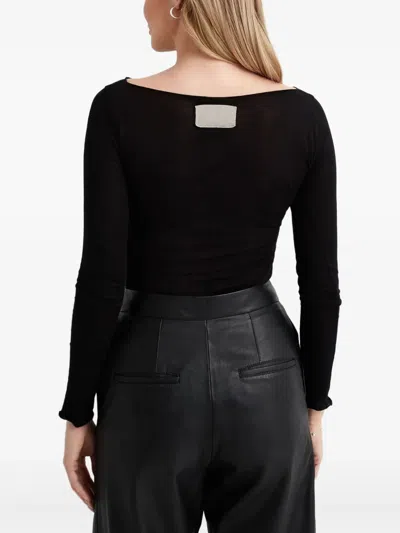 Aya Muse Long-sleeve Boat-neck Top In Black