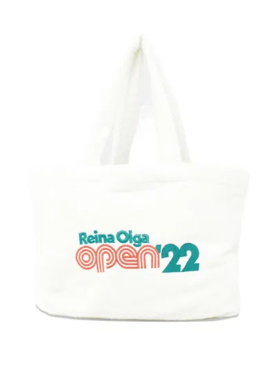 Reina Olga Logo-embroidery Beach Bag In White