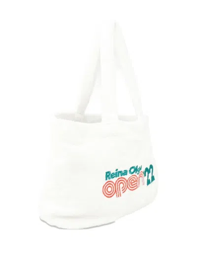 Reina Olga Logo-embroidery Beach Bag In White
