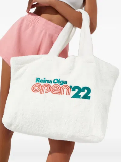 Reina Olga Logo-embroidery Beach Bag In White