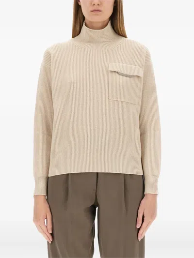 Brunello Cucinelli Regular Fit Cashmere Sweater With Refined Silhouette In Neutral