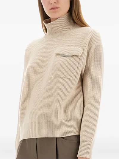 Brunello Cucinelli Regular Fit Cashmere Sweater With Refined Silhouette In Neutral