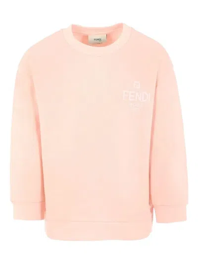 Fendi Logo-detail Crew-neck Sweatshirt In Pink