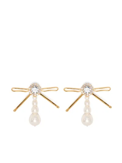 Shushu-tong Pearl Embellished Earrings In Gold