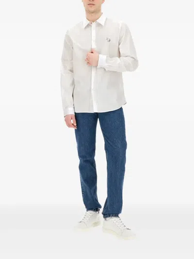 Ps By Paul Smith Embroidered-logo Shirt In White