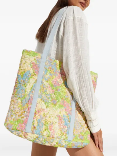 Loveshackfancy Henderson Floral-print Shoulder Bag In Green