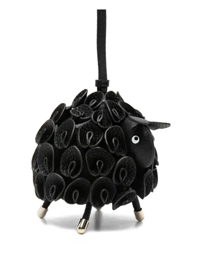 Kate Spade Looped Sheep Keyring In Black