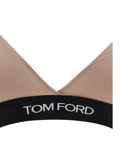 Tom Ford Logo-band Bra In Neutral
