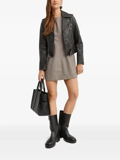 Marni Houndstooth-pattern Flared Mini Dress In Gray