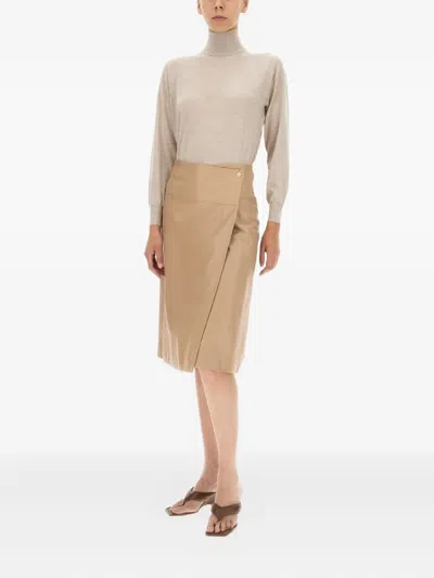 Arma Chic Front Button Mini Skirt In Neutral