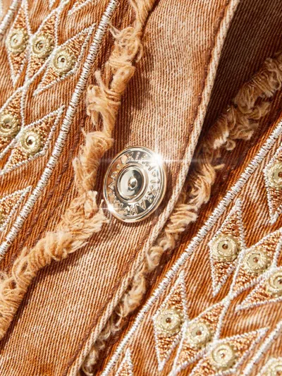 刺绣牛仔衬衫式夹克