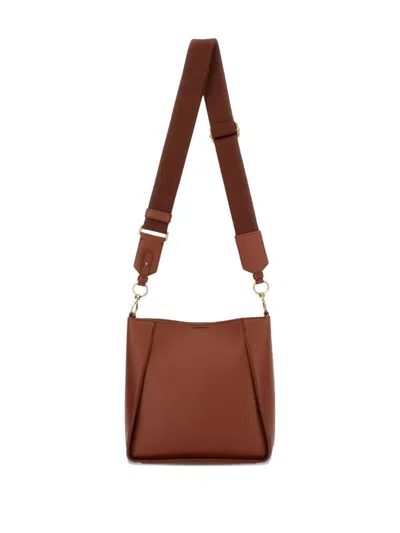 Stella Mccartney Logo Shoulder Bag With Hardware And Handle In Brown