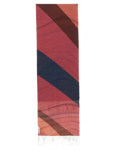 Paul Smith Dusky Swirl Striped-fringed Scarf In Multi