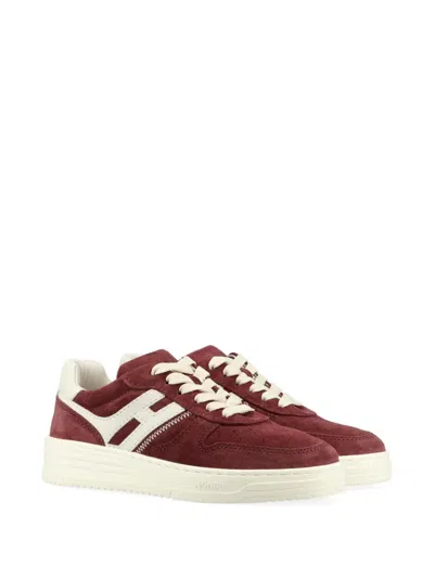 Hogan Side-stripe Lace-up Sneakers In Red