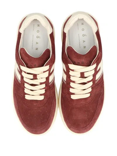 Hogan Side-stripe Lace-up Sneakers In Red