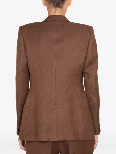 Tom Ford Tailored Padlocked Jacket With Peaked Lapels In Brown