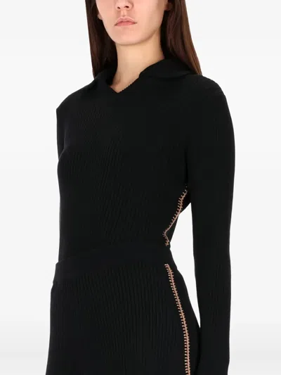 Paul Smith Midi Knitwear With Side Zipper And V Neck In Black